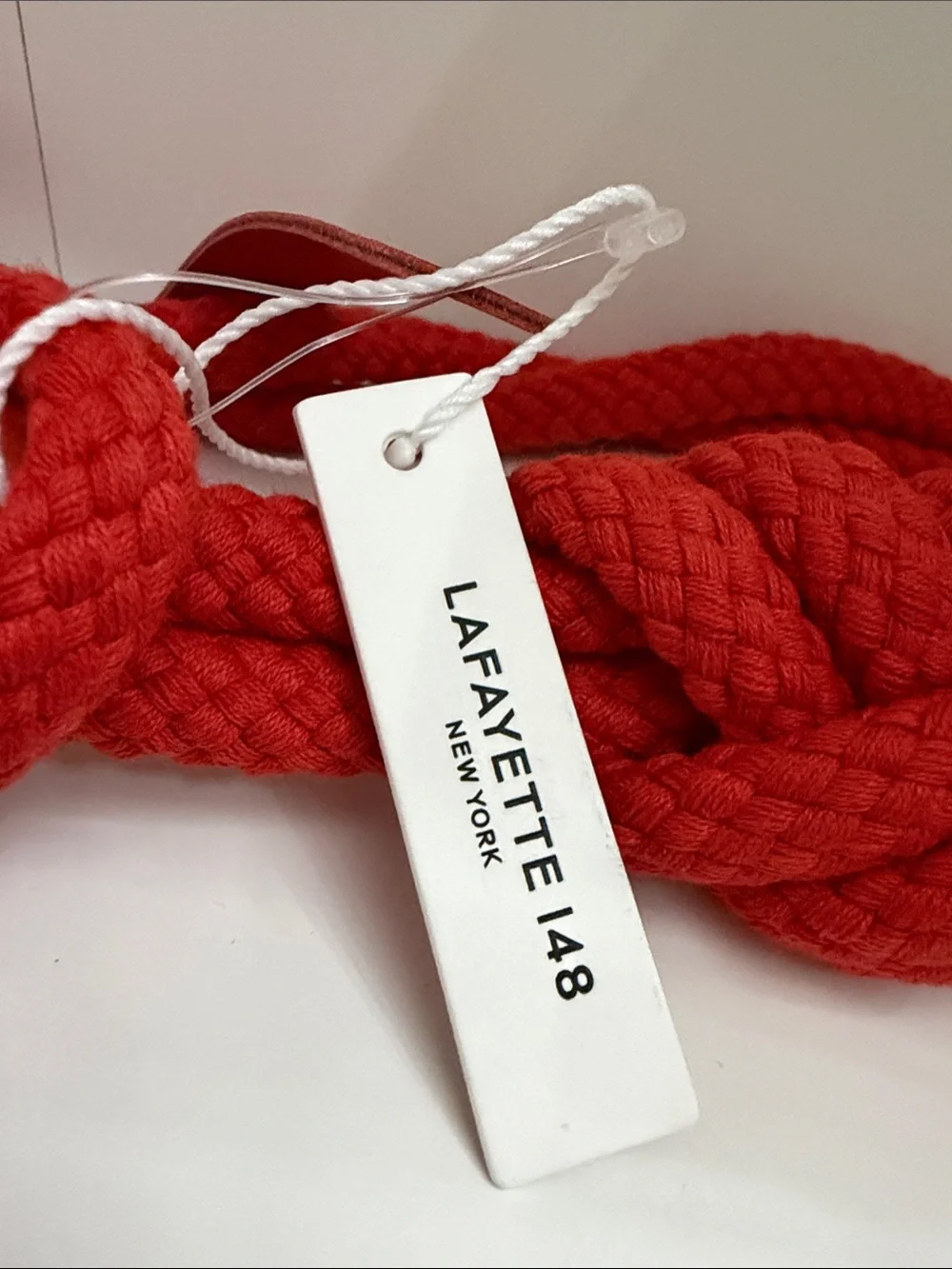 Lafayette 148 New York Red Braided Rope Belt with Metal Toggle